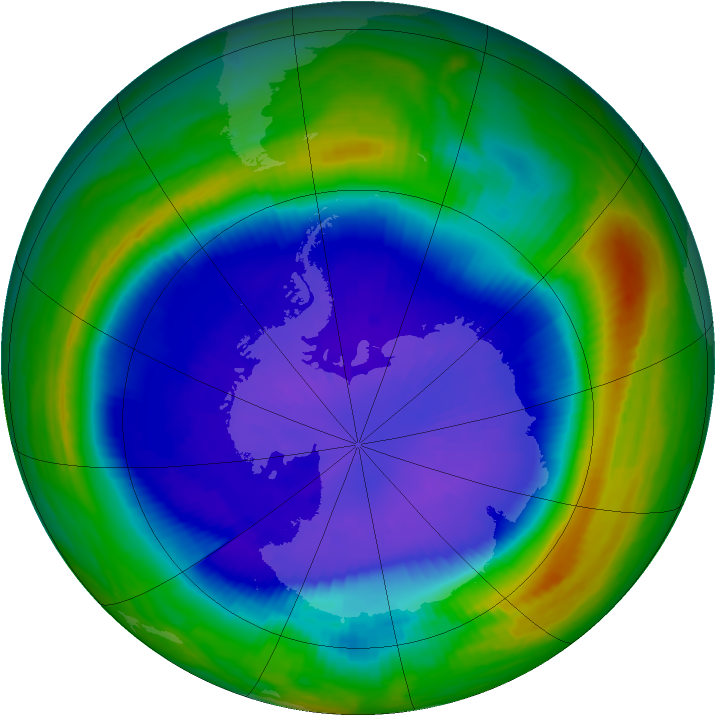 Antarctic ozone map for 16 September 1999